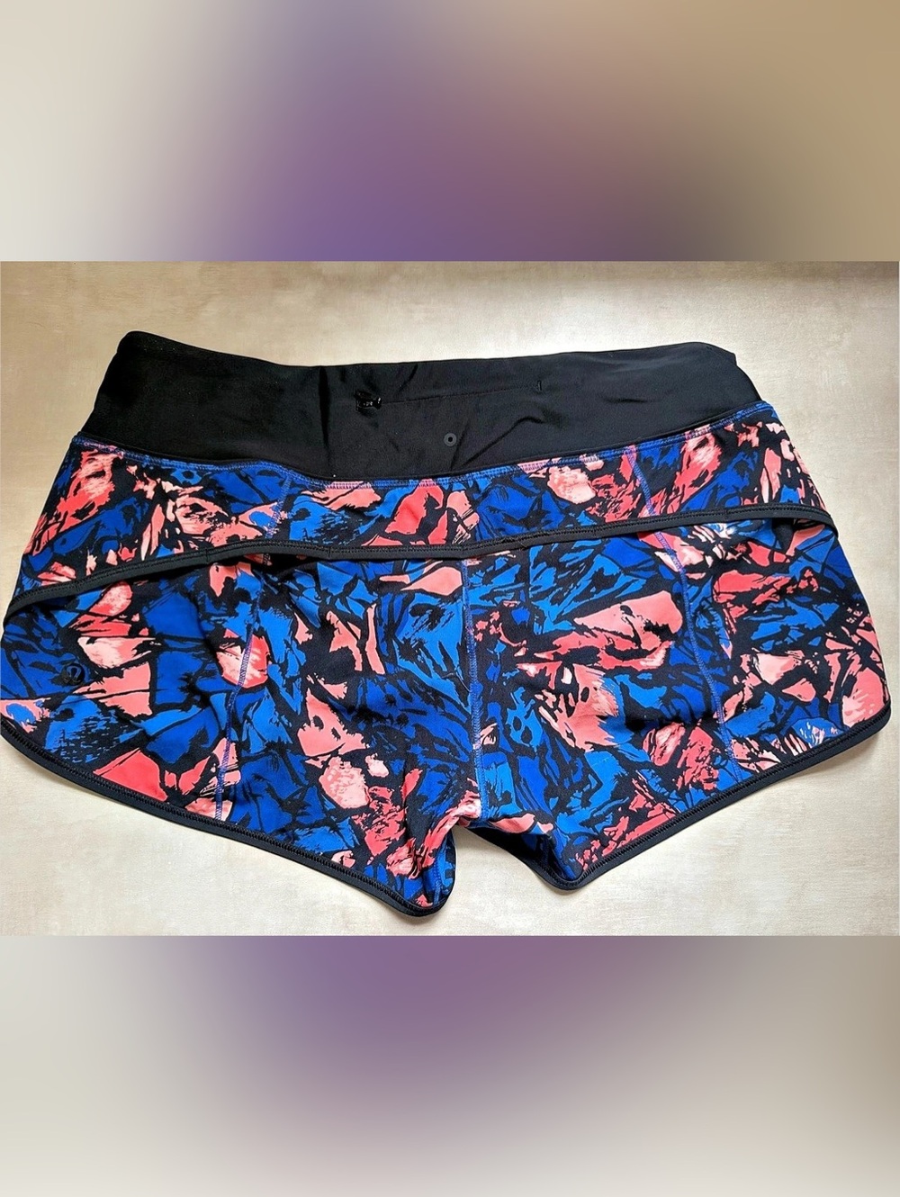 Lululemon Abstract Blue & Orange One-Piece speed up swim shorts size 6